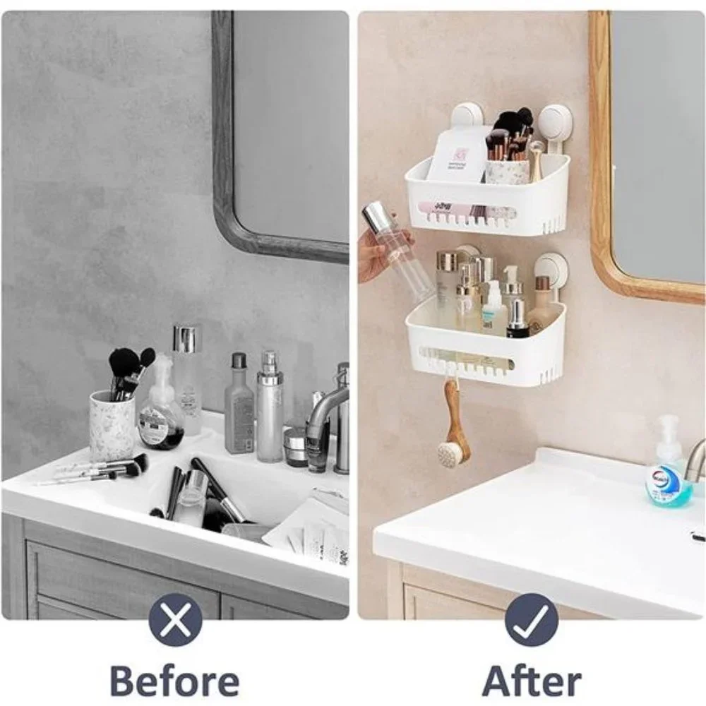 2 Pack, Bathroom Shower Basket Wall Mounted Shower Organizer